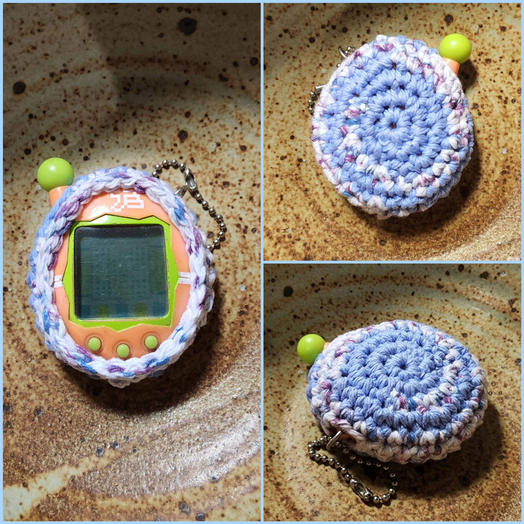 tamagotchi recouvert d'un protection en crochet tamagotchi recouvert d'un protection en crochet